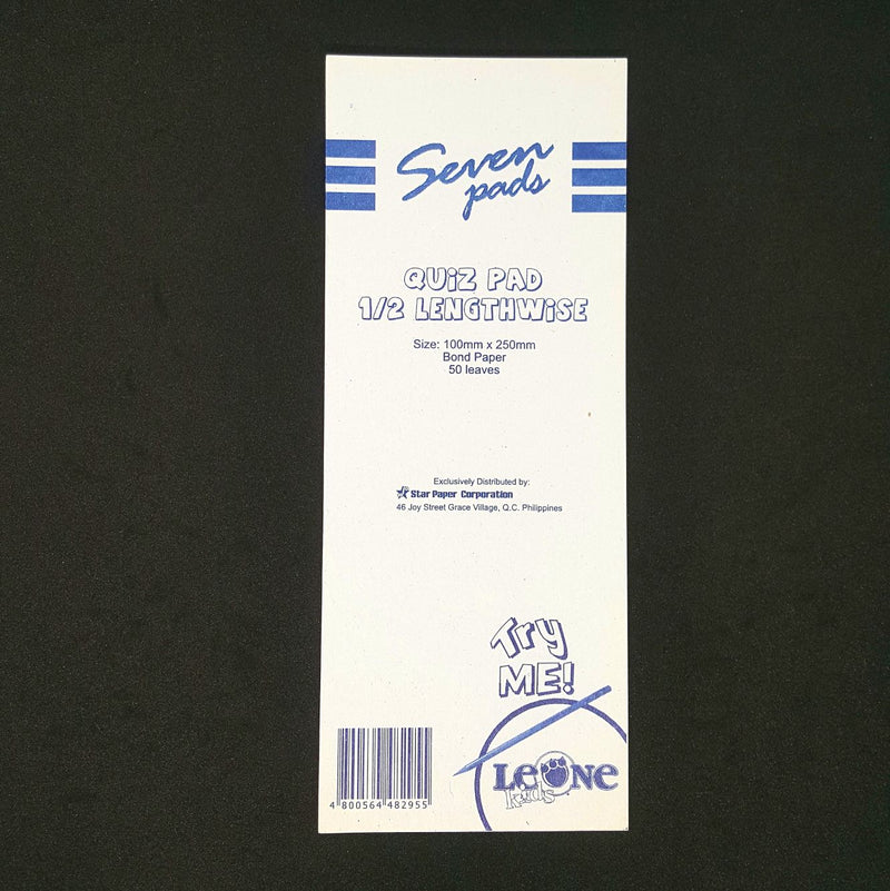 Seven Quiz Pad 1/2 Length Wise 50 Leaves