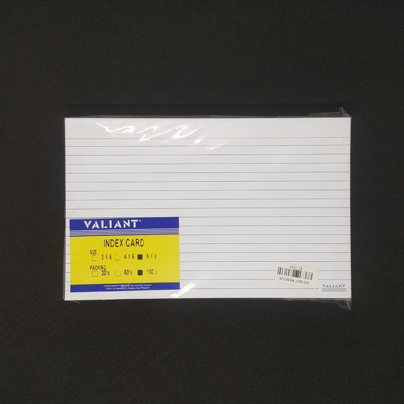 Valiant Index Card 5 x 8" 100's white