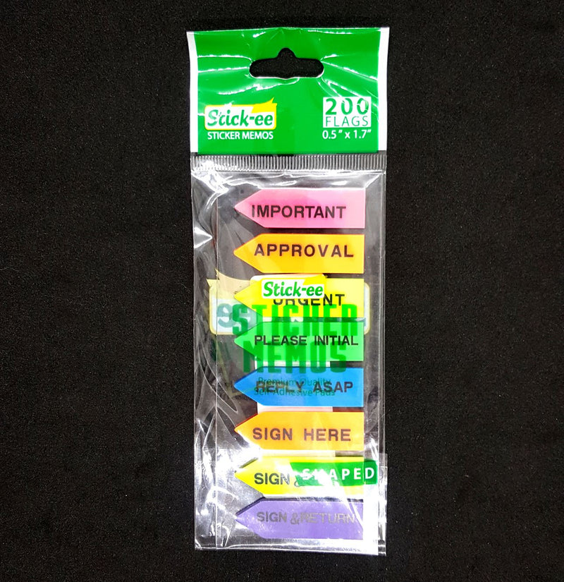 Stick-ee Memo Pad Printed Arrow Flags 200sheets