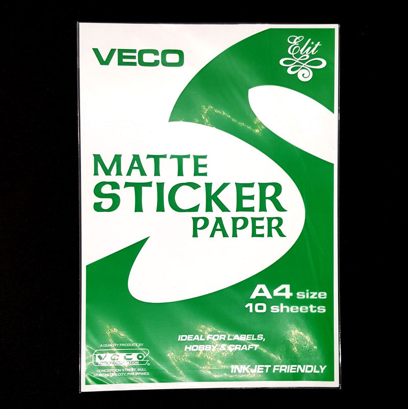 Veco A4 Size 10 Sheets Matte Sticker Paper -White