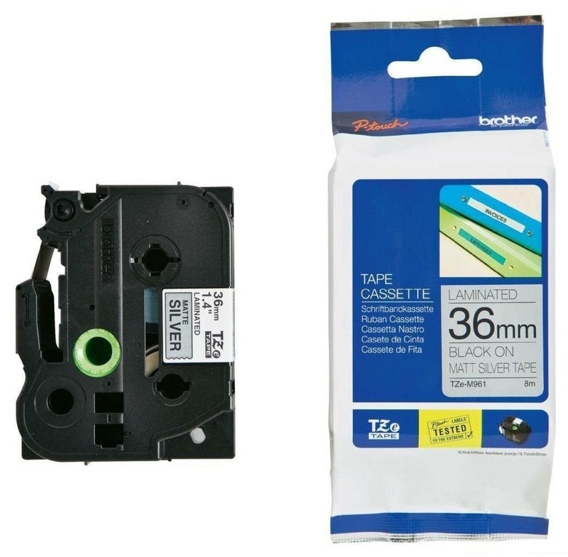 Brother TZE-M961 36mm Black on Silver Label Tape