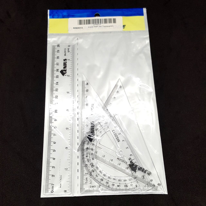 D Ëxpertise Code 4-pcs Math Set Transparent