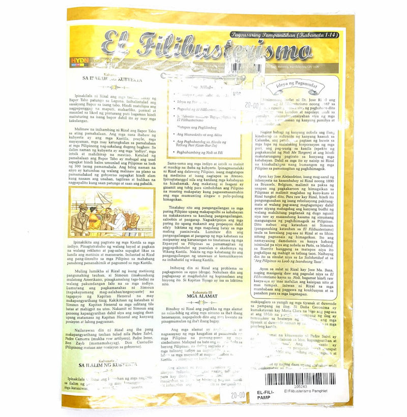 El Filibusterismo Pamphlet