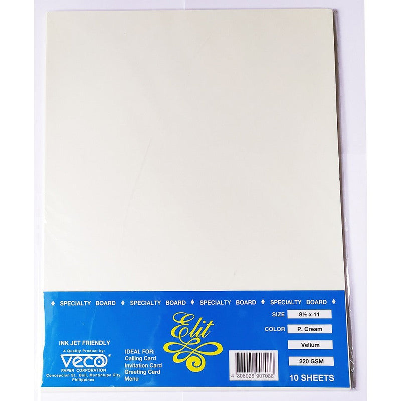 Elite Specialty Board Color Cream Vellum Paper Short 220GSM 8 1/2 x 11 10 Sheets