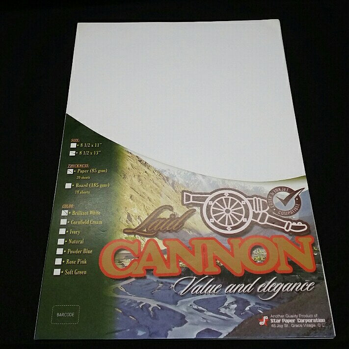Laid Cannon Value and Elegance Paper 85gsm 8 1/2" x 13"Brilliant White 20sheets