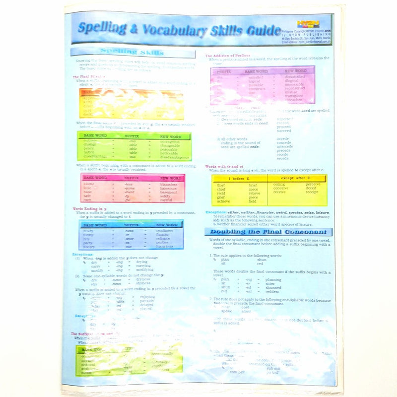 Spelling and Vocabulary Skills Guide