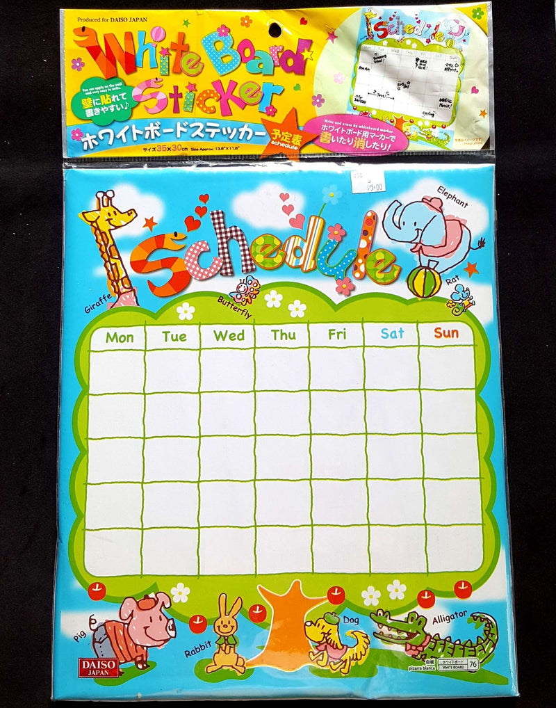 Stationary White Board Sticker Schedule