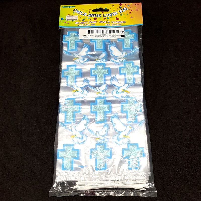 Unique SMILE-JESUS LOVES YOU 20Gift Bags with Twist Ties (Plastic)