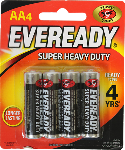 Eveready Super Heavy Duty Batteries AA 4'S