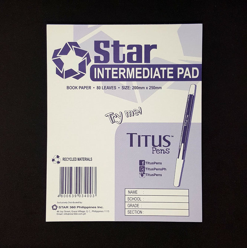 Star Intermediate Pad Paper 80 Leaves