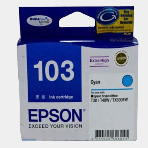 EPSON 103N C13T103290 Cyan Ink Cartridge Epson Stylus Office T30 T40W T40 TX550W TX550 TX600FW TX600 T1100 Printer