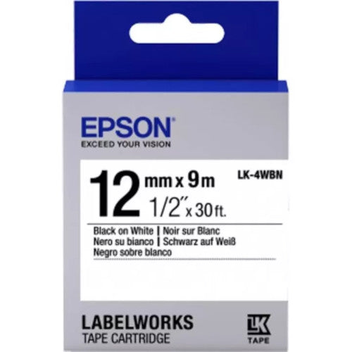 Epson C53S654501 LK-4WBN 12mm black on white tape