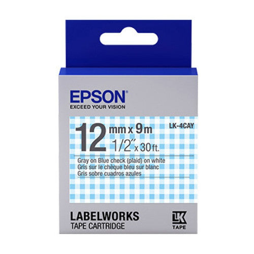 Epson C53S654446 - LK-4CAY (Pattern Gray on Blue Check/12mm)