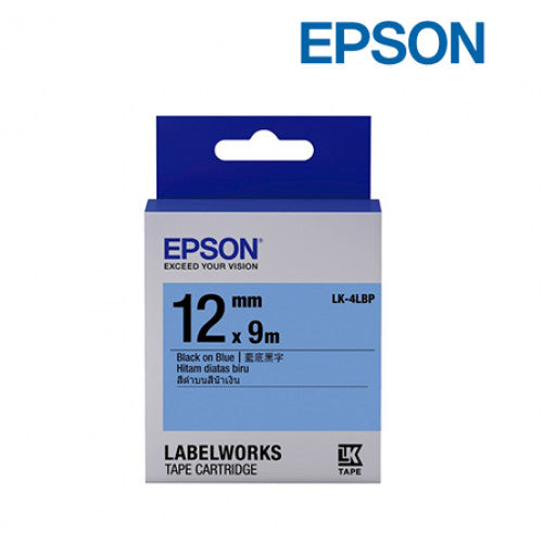Epson LK-4LBP LabelWorks Tape - 12mm Black on Blue Tape (C53S654518)