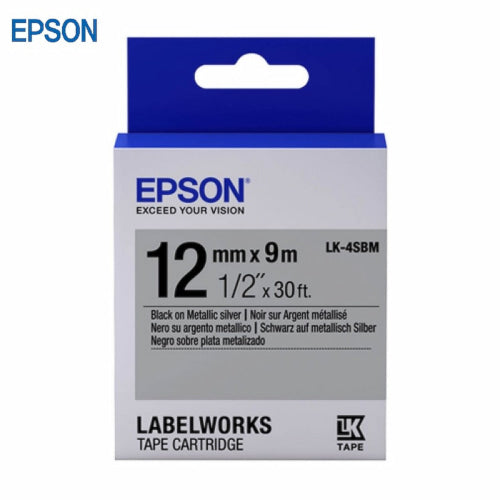 Epson LK-4SBM 12mm Black On Silver Tape C53S654506