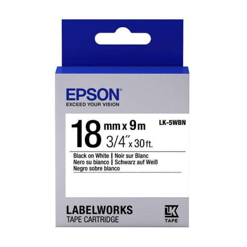 Epson LK-5TBN 18mm Black on Transparent tape C53S655512