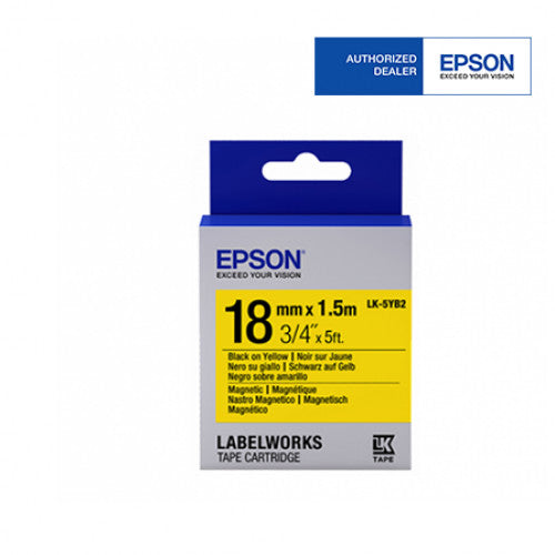 Epson LK-5YB2 Label Cartridges (18mm Black On Yellow Magnetic, 18mm x 1.5m Tape Length) C53S655522