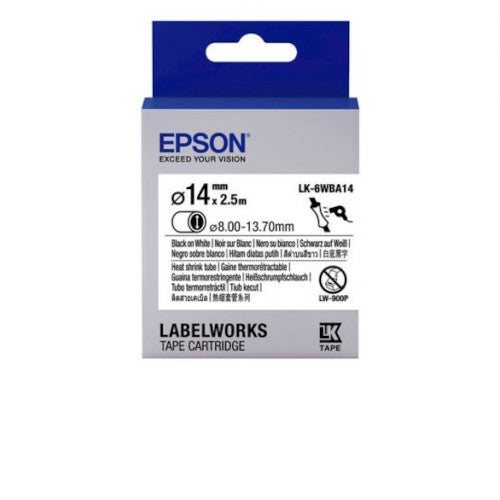 Epson LK-7WBA21 Label Cartridges (Black on White, Heat Shrink, DIA. 21, 21mm x 2.5m Tape Length) C53S657512