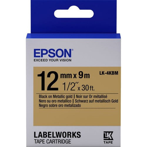 Epson LabelWorks™ LK-4KBM - 12mm Black On Metallic Gold Tape C53S654507