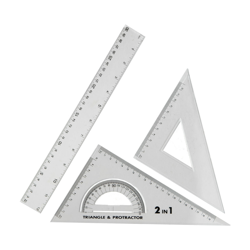Math Set ( 2 Triangle, 1 Ruler ) – [OFFICEMONO]