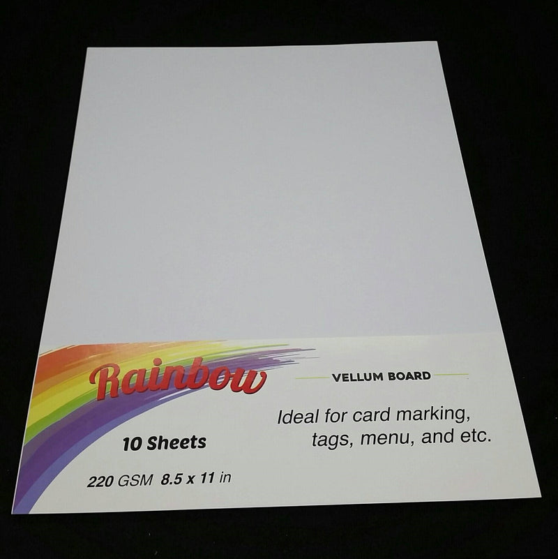 Rainbow Vellum Board plain white short 220GSM