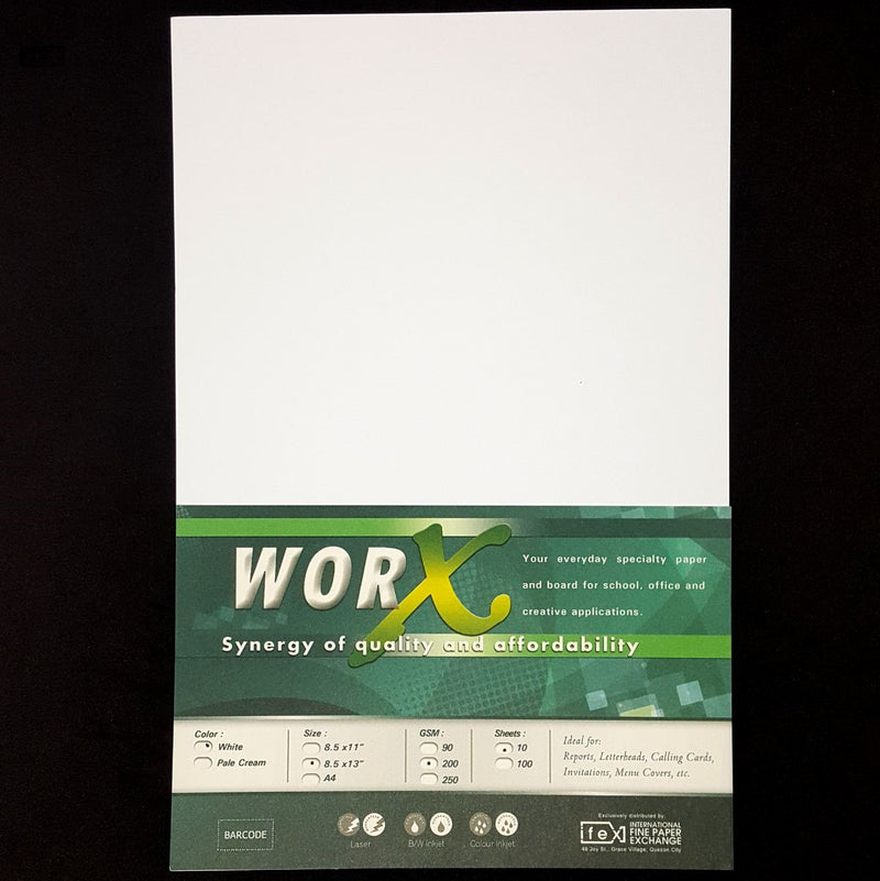 Worx Vellum Board paper Long 200gsm 8 1/2 x 13 White 10's Sheets