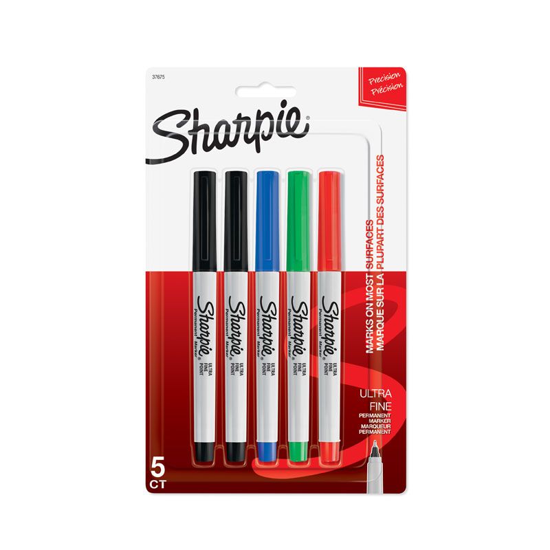 Sharpie Ultra Fine Permanent Marker 5CT (@Blk, Blue, Red, Green )