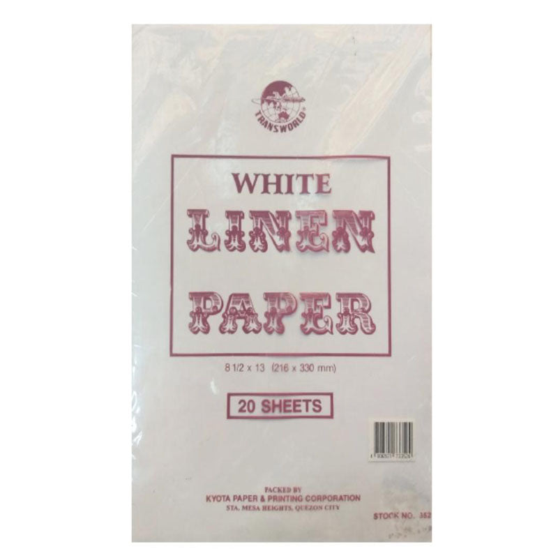 Transworld White Linen Paper 8 1/2x13 (216x330mm) 20 Sheets
